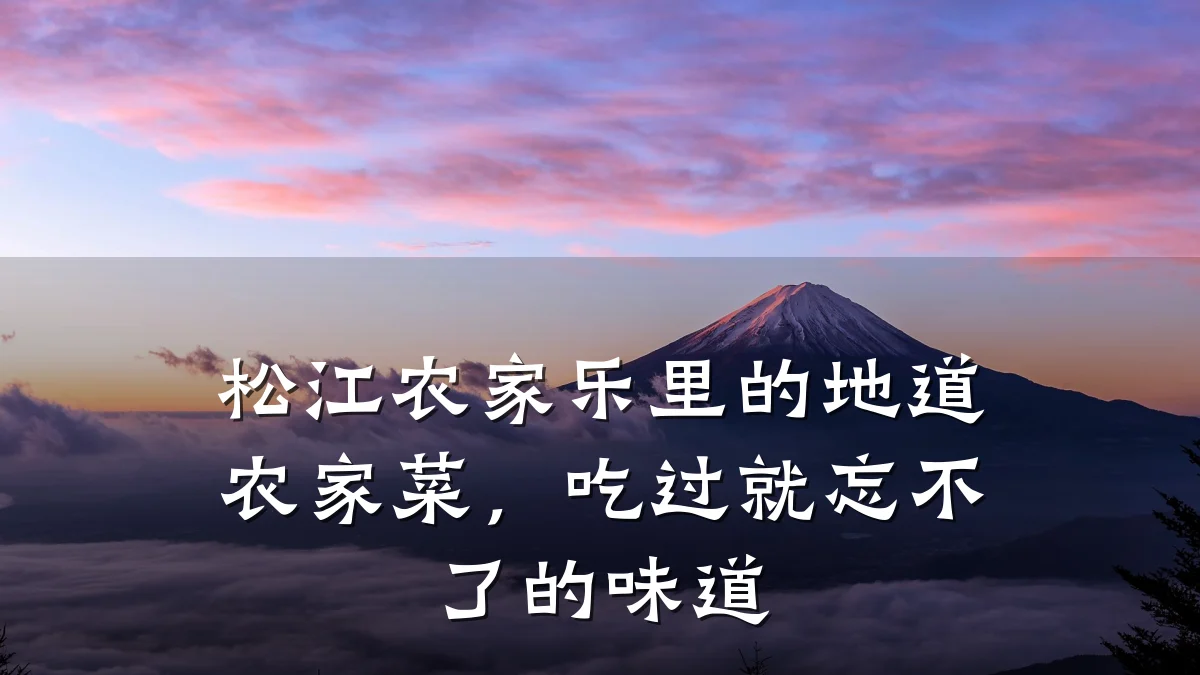 松江农家乐里的地道农家菜，吃过就忘不了的味道