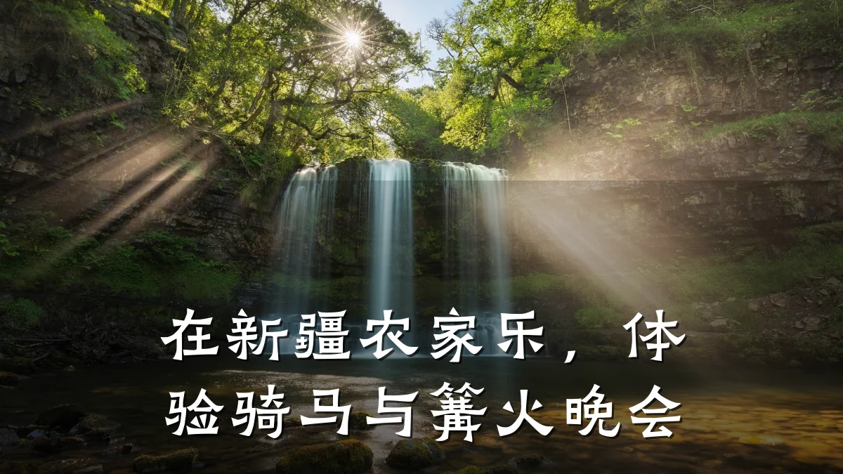 在新疆农家乐,体验骑马与篝火晚会