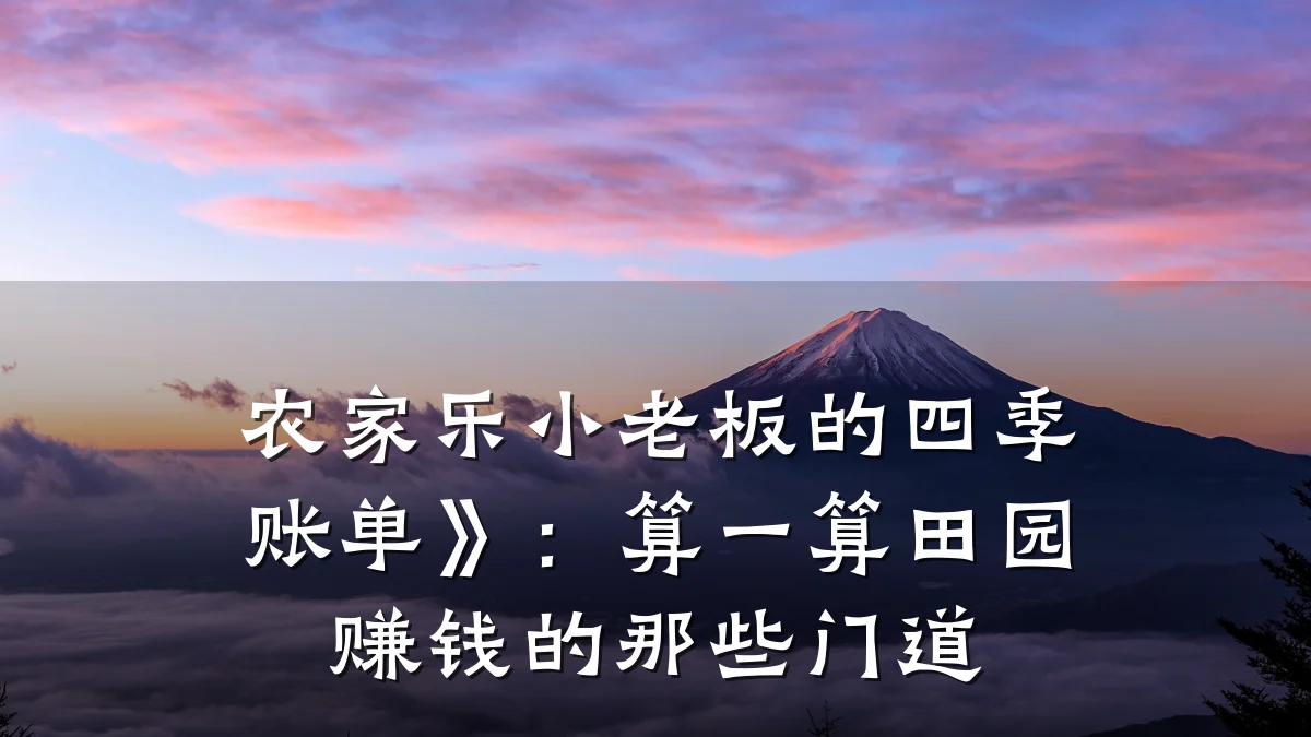 农家乐小老板的四季账单》:算一算田园赚钱的那些门道
